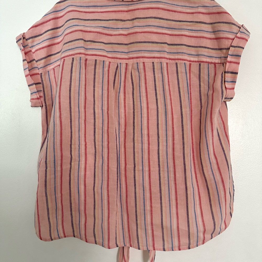 Striped Button-Up Tie-Front Top - Picture 6 of 6